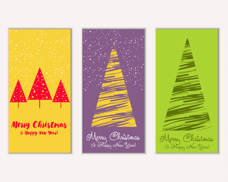 Merry Christmas and Happy New Year greeting cardsのイラスト素材