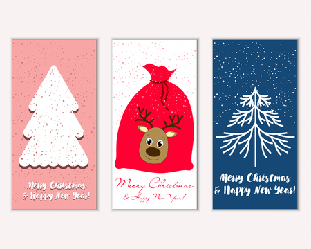 Merry Christmas and Happy New Year greeting cardsのイラスト素材