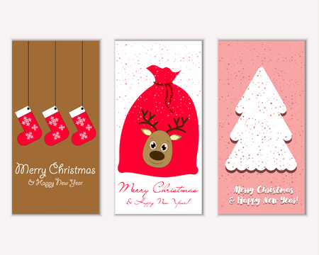 Merry Christmas and Happy New Year greeting cardsのイラスト素材