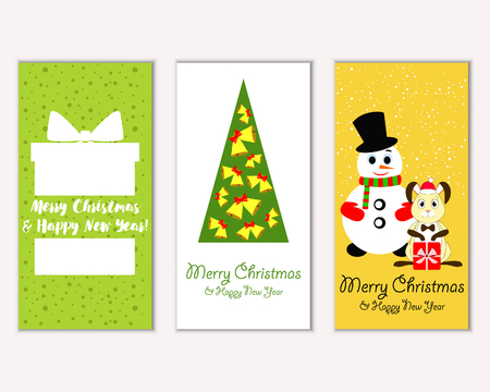 Merry Christmas and Happy New Year greeting cardsのイラスト素材