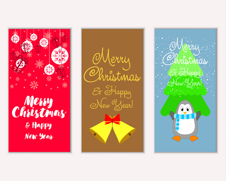 Merry Christmas and Happy New Year greeting cardsのイラスト素材