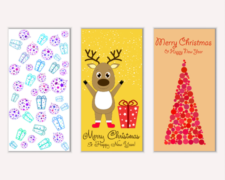 Merry Christmas and Happy New Year greeting cardsのイラスト素材