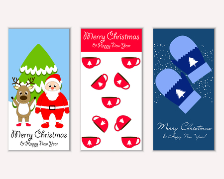 Vector illustration of winter holidays greeting cardsのイラスト素材