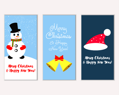 Vector illustration of Merry Christmas and Happy New Year greeting cardsのイラスト素材