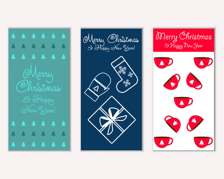 Vector illustration of winter holidays greeting cardsのイラスト素材