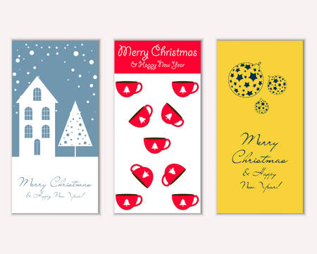 Vector illustration of Merry Christmas and Happy New Year greeting cardsのイラスト素材