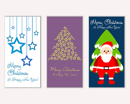 Vector illustration of Merry Christmas and Happy New Year greeting cardsのイラスト素材