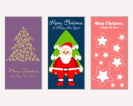 Vector illustration of Merry Christmas and Happy New Year greeting cardsのイラスト素材