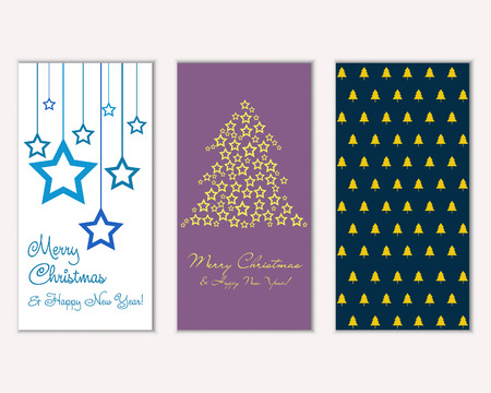Vector illustration of Merry Christmas and Happy New Year greeting cardsのイラスト素材