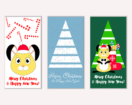 Merry Christmas and Happy New Year greeting cardsのイラスト素材