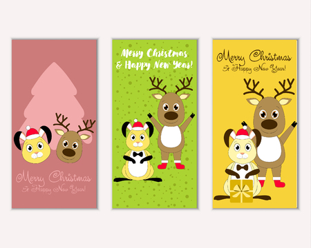 Vector illustration of Merry Christmas and Happy New Year greeting cardsのイラスト素材