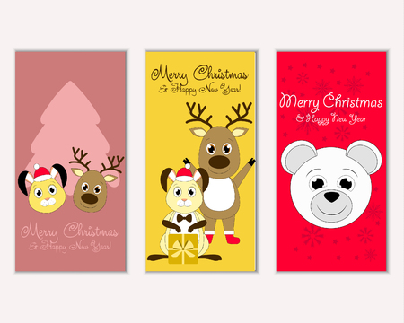 Vector illustration of Merry Christmas and Happy New Year greeting cardsのイラスト素材