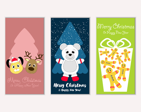 Vector illustration of Merry Christmas and Happy New Year greeting cardsのイラスト素材
