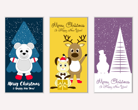 Merry Christmas and Happy New Year greeting cardsのイラスト素材