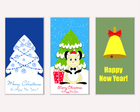 Vector illustration of Merry Christmas and Happy New Year greeting cardsのイラスト素材