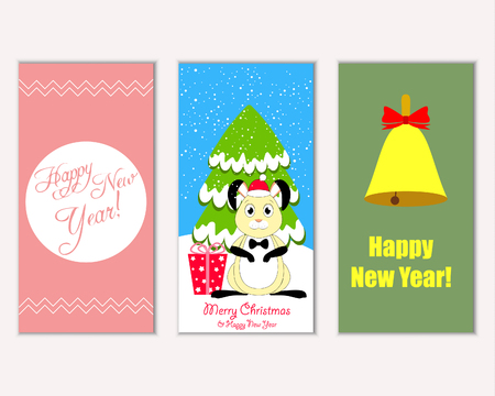 Vector illustration of Merry Christmas and Happy New Year greeting cardsのイラスト素材