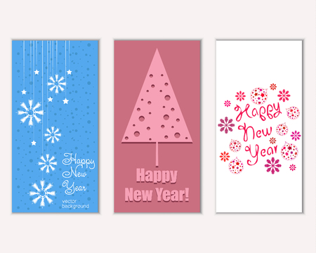 Vector illustration of Merry Christmas and Happy New Year greeting cardsのイラスト素材