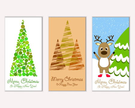 Vector illustration of Merry Christmas and Happy New Year greeting cardsのイラスト素材