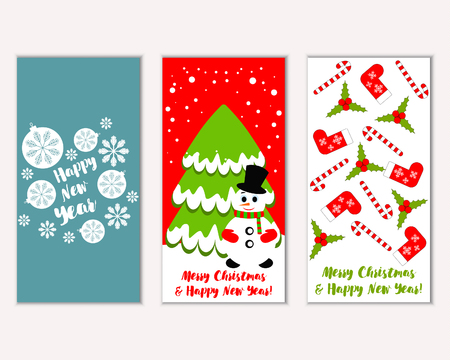 Vector illustration of Merry Christmas and Happy New Year greeting cardsのイラスト素材