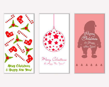 Vector illustration of Merry Christmas and Happy New Year greeting cardsのイラスト素材