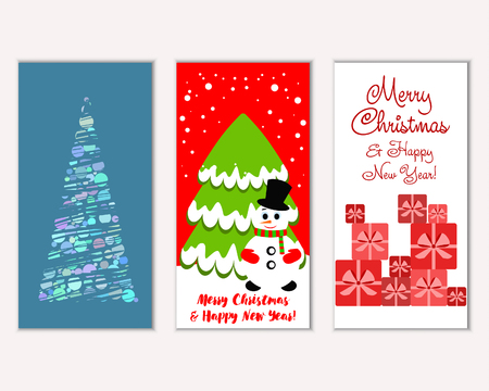 Merry Christmas and Happy New Year greeting cardsのイラスト素材