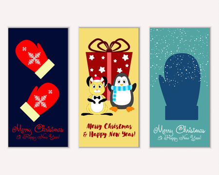 Merry Christmas and Happy New Year greeting cardsのイラスト素材