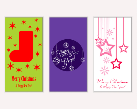 Merry Christmas and Happy New Year greeting cardsのイラスト素材