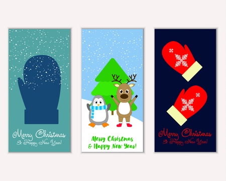Vector illustration of winter holidays greeting cardsのイラスト素材