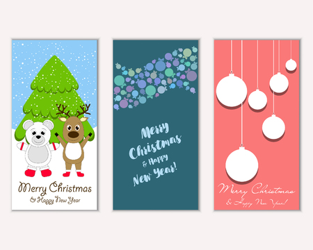 Vector illustration of Merry Christmas and Happy New Year greeting cardsのイラスト素材