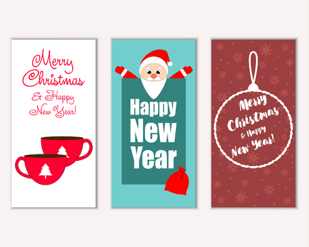 Merry Christmas and Happy New Year greeting cardsのイラスト素材