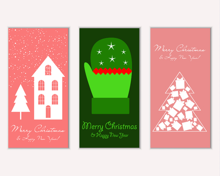 Vector illustration of Merry Christmas and Happy New Year greeting cardsのイラスト素材