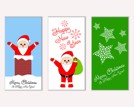 Vector illustration of Merry Christmas and Happy New Year greeting cardsのイラスト素材