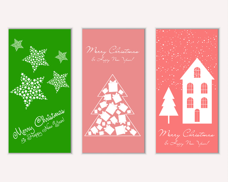 Vector illustration of Merry Christmas and Happy New Year greeting cardsのイラスト素材
