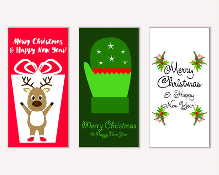 Merry Christmas and Happy New Year greeting cardsのイラスト素材