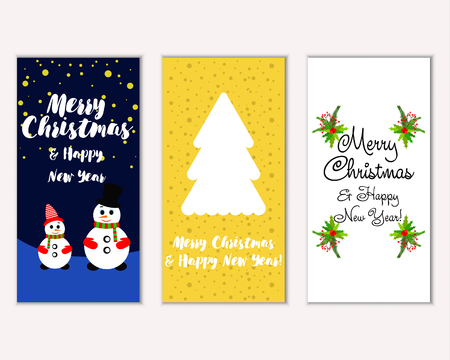 Vector illustration of Merry Christmas and Happy New Year greeting cardsのイラスト素材