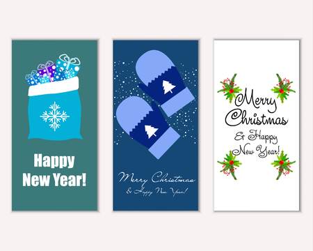Vector illustration of Merry Christmas and Happy New Year greeting cardsのイラスト素材