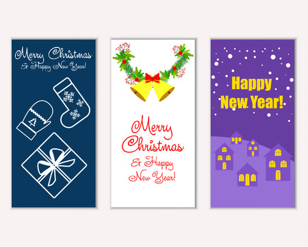 Merry Christmas and Happy New Year greeting cardsのイラスト素材