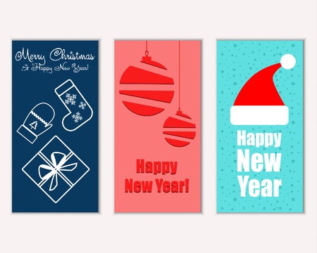 Merry Christmas and Happy New Year greeting cardsのイラスト素材