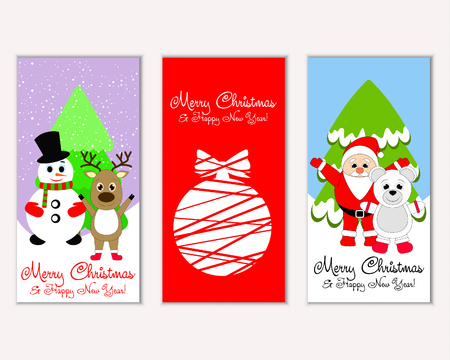 Merry Christmas and Happy New Year greeting cardsのイラスト素材
