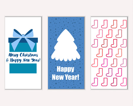 Merry Christmas and Happy New Year greeting cardsのイラスト素材