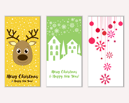 Merry Christmas and Happy New Year greeting cardsのイラスト素材