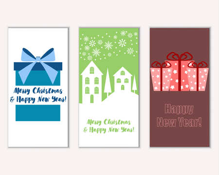 Merry Christmas and Happy New Year greeting cardsのイラスト素材