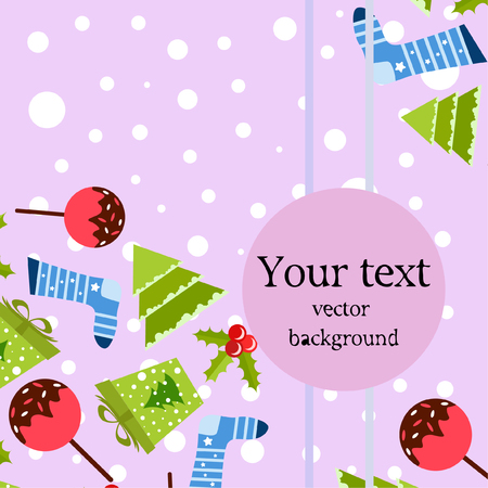 christmas card, candy fir gift christmas sock, vector backgroundのイラスト素材