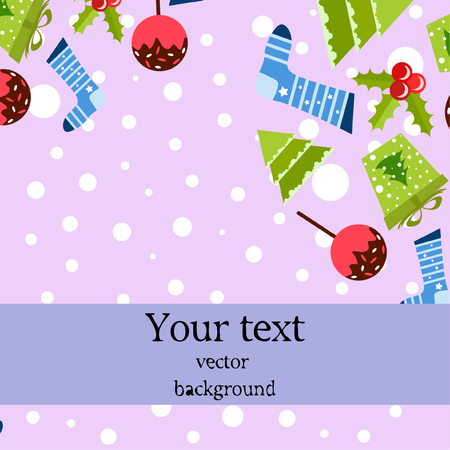 christmas card, candy fir gift christmas sock, vector backgroundのイラスト素材