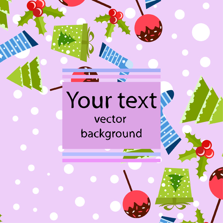 christmas card, candy fir gift christmas sock, vector backgroundのイラスト素材