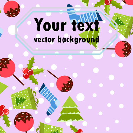 christmas card, candy fir gift christmas sock, vector backgroundのイラスト素材