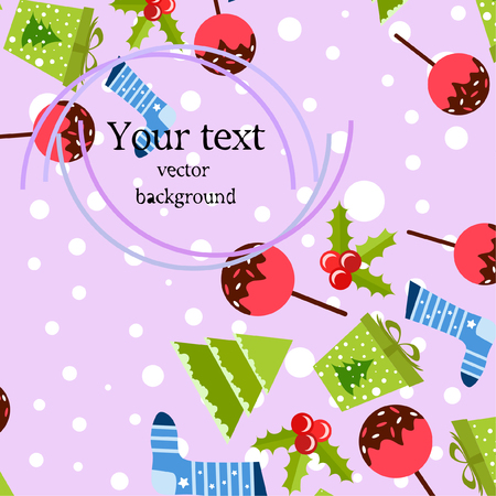 christmas card, candy fir gift christmas sock, vector backgroundのイラスト素材