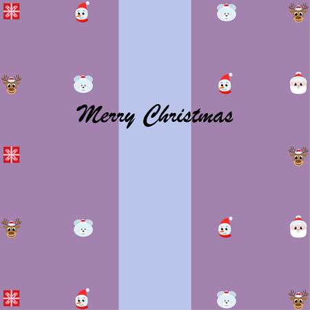 Christmas card, Santa snowman deer bear bag, vector backgroundのイラスト素材