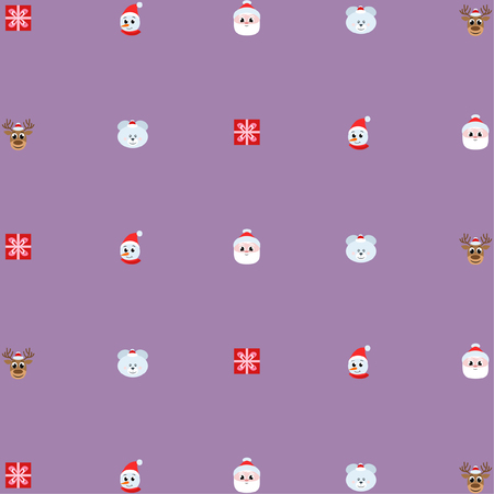 Christmas card, Santa snowman deer bear bag, vector backgroundのイラスト素材