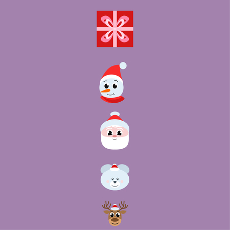 Christmas card, Santa snowman deer bear bag, vector backgroundのイラスト素材